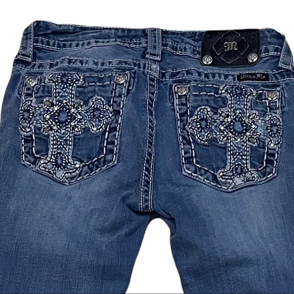 Miss Me Signature Rise Skinny Blue Denim Jeans Embellished Sz 27 - Picture 11 of 15